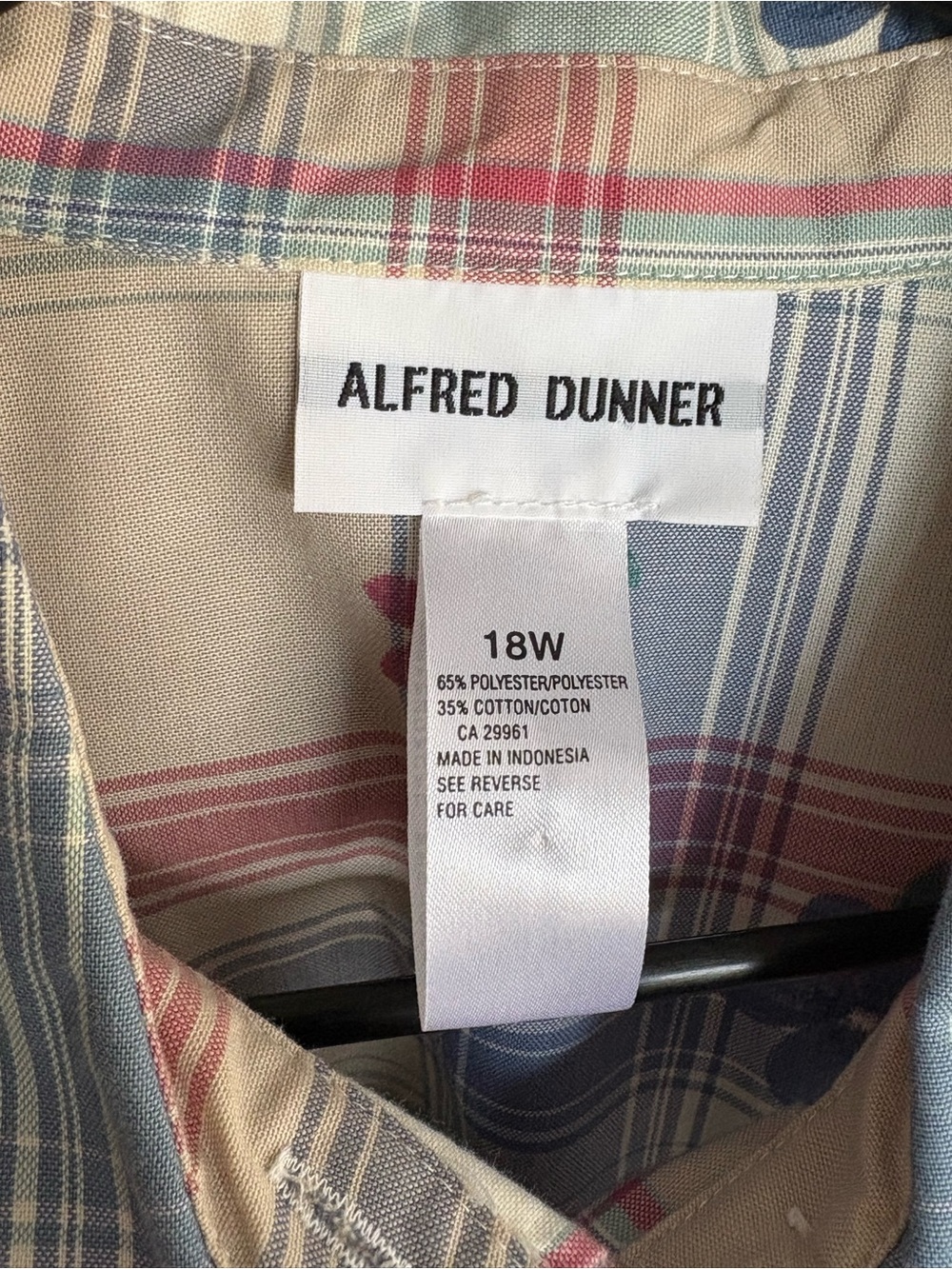 Alfred Dunner Pastel Plaid Floral Button-Up Shirt Women’s 18W Vintage - Picture 2 of 6